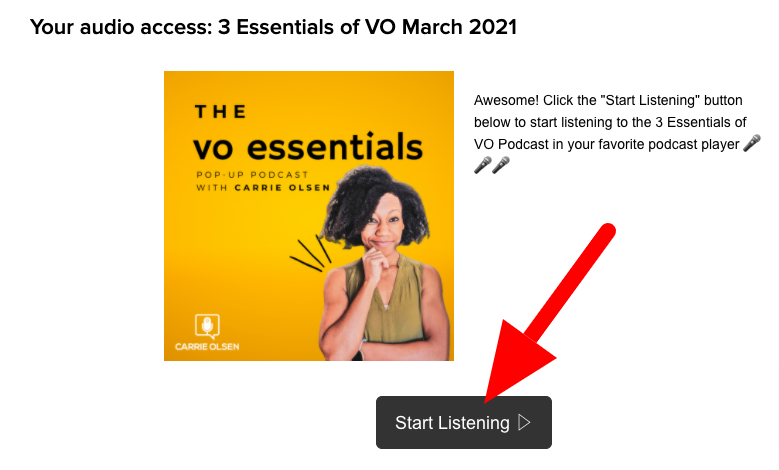 Carrie and vo essentials podcast screenshot